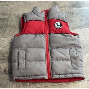 Alpha Industries‎ Puffer Vest Boys 3T Red Gray Reversible Pockets Snap Outerwear